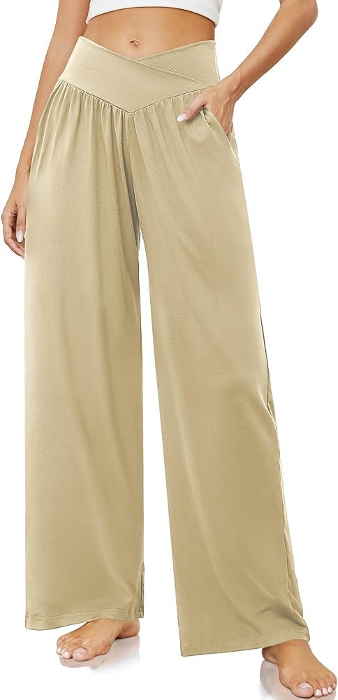 SUNYAA Womens Wide Leg Yoga Pants High Waisted Flowy Casual Loose Comfy Lounge Palazzo Sweatpants... | Amazon (US)