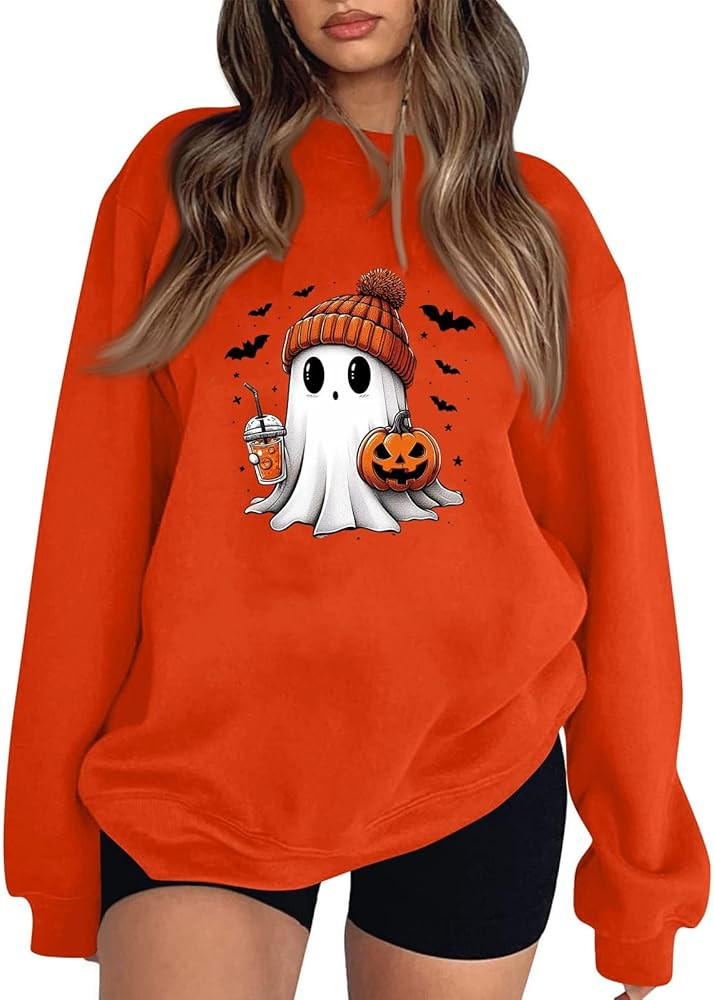 ADHOWBEW Halloween Sweatshirt Oversized Crewneck Pullover | Amazon (US)