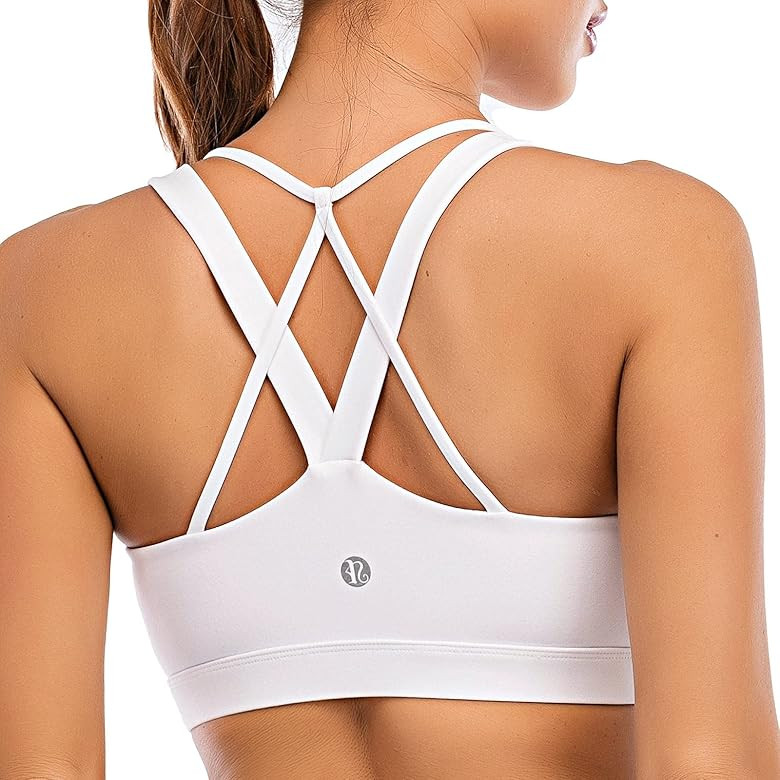 RUNNING GIRL Sports Bra for Women, Sexy Crisscross Back Medium Support Padded Strappy Yoga Bra wi... | Amazon (US)