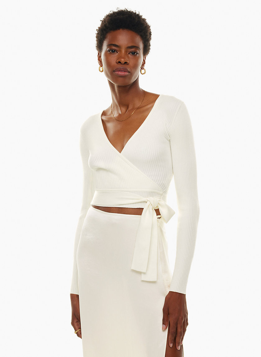 Aritzia Wilfred Women's All Tied Up Longsleeve Sweater in Light Birch | 2XL | Aritzia