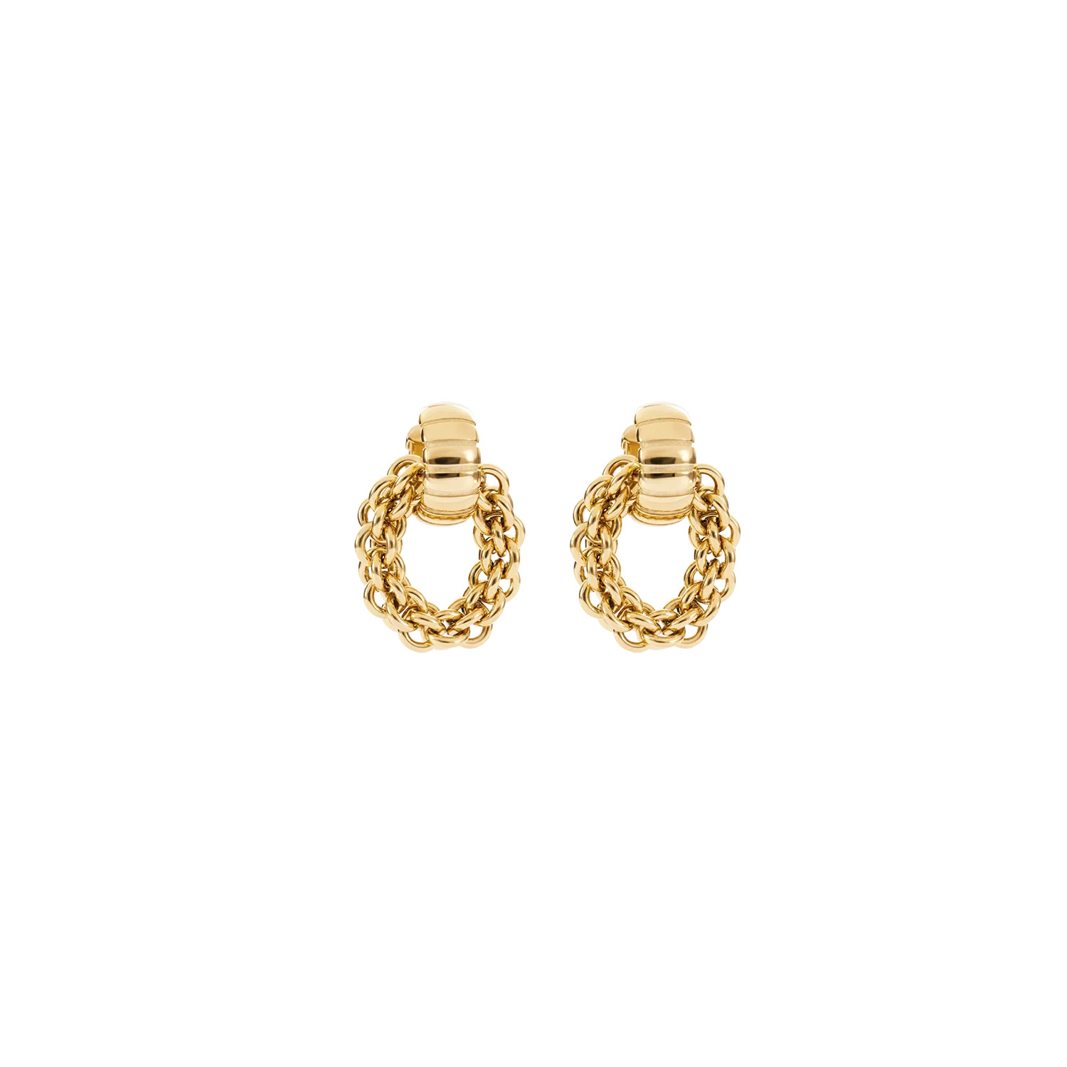 Structure Hoop Earrings with Chain Pendant Gold | Coeur de Lion
