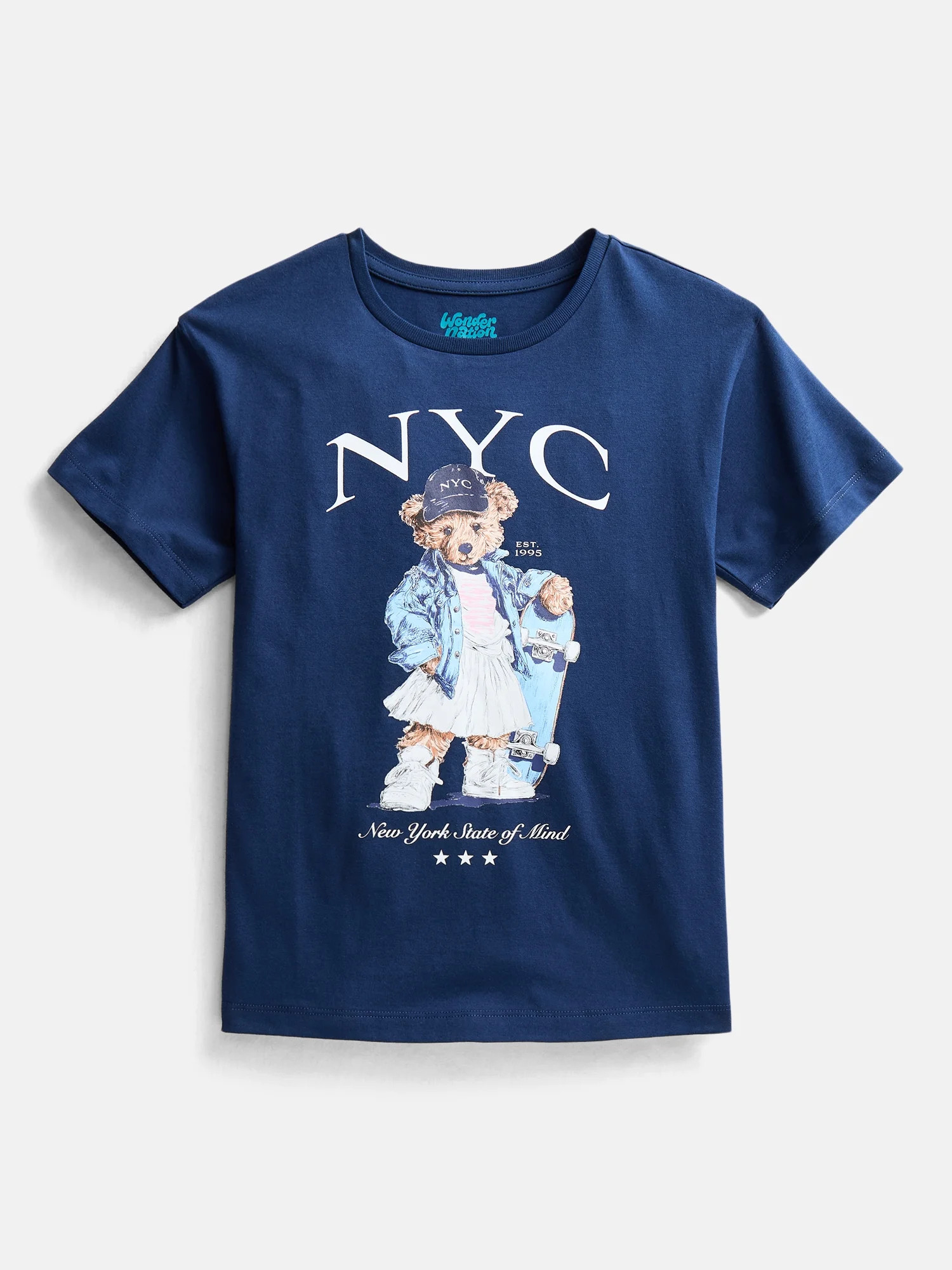 Wonder Nation Girls' Graphic Skater Bear Tee with Short Sleeves, Sizes 4-18 | Walmart (US)