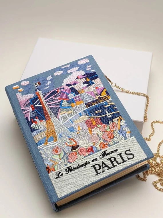 Embroidered Book Bag Purse Clutch Les Printempts En Paris - Etsy | Etsy (US)