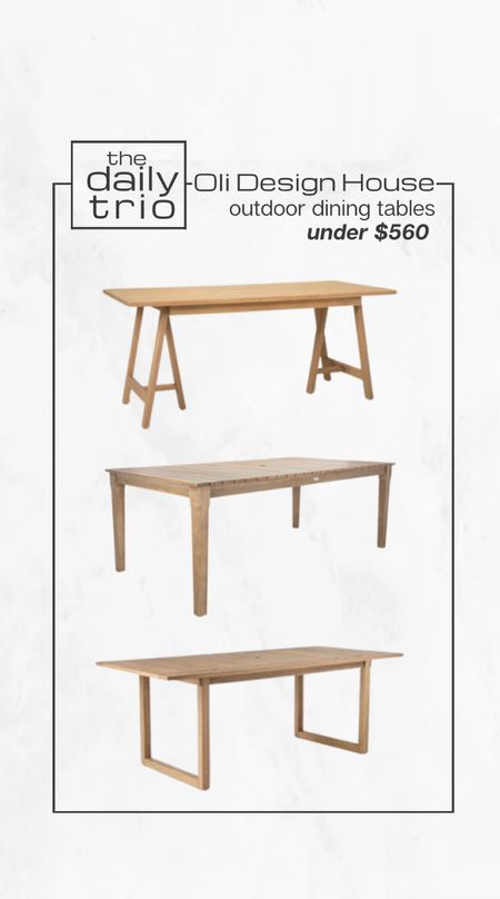 The daily trio

Wood outdoor dining tables under $560

Outdoor furniture, outdoor dining, deck furniture, patio furniture, outdoor wood furniture 

Modern organic home

#LTKstyletip #LTKFind #LTKhome
