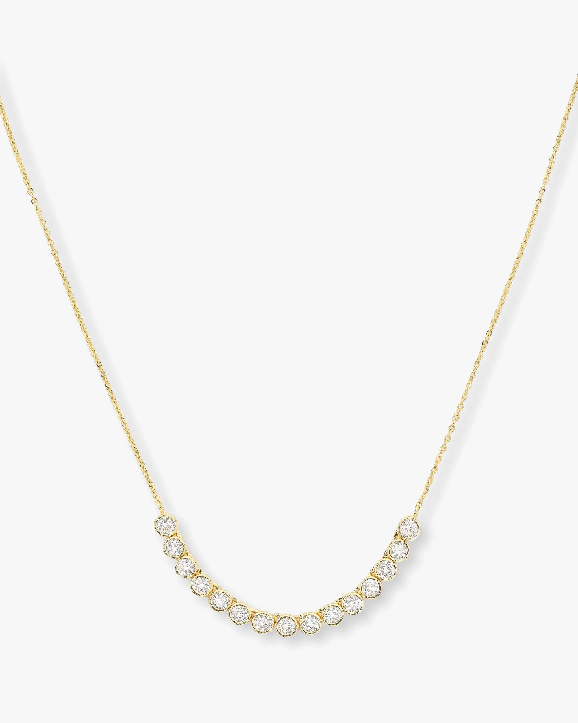 Baroness Tennis Chain Necklace - Gold|White Diamondettes | Melinda Maria Jewelry