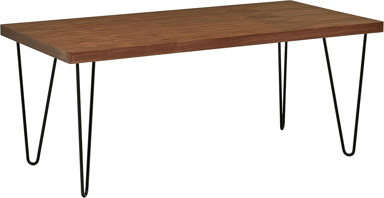 Amazon Brand – Rivet Industrial Mid-Century Modern Hairpin Dining Table, 70.9"L, Walnut and Bla... | Amazon (US)