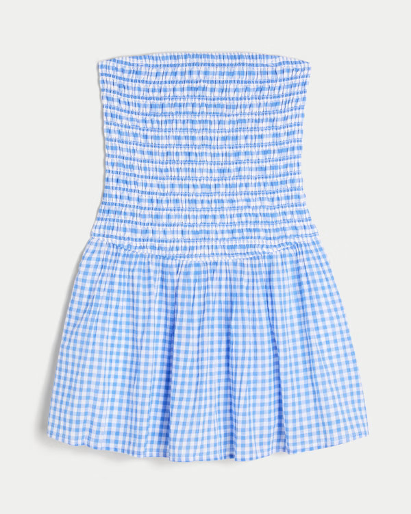 Strapless Smocked Bodice Mini Dress | Hollister (US)