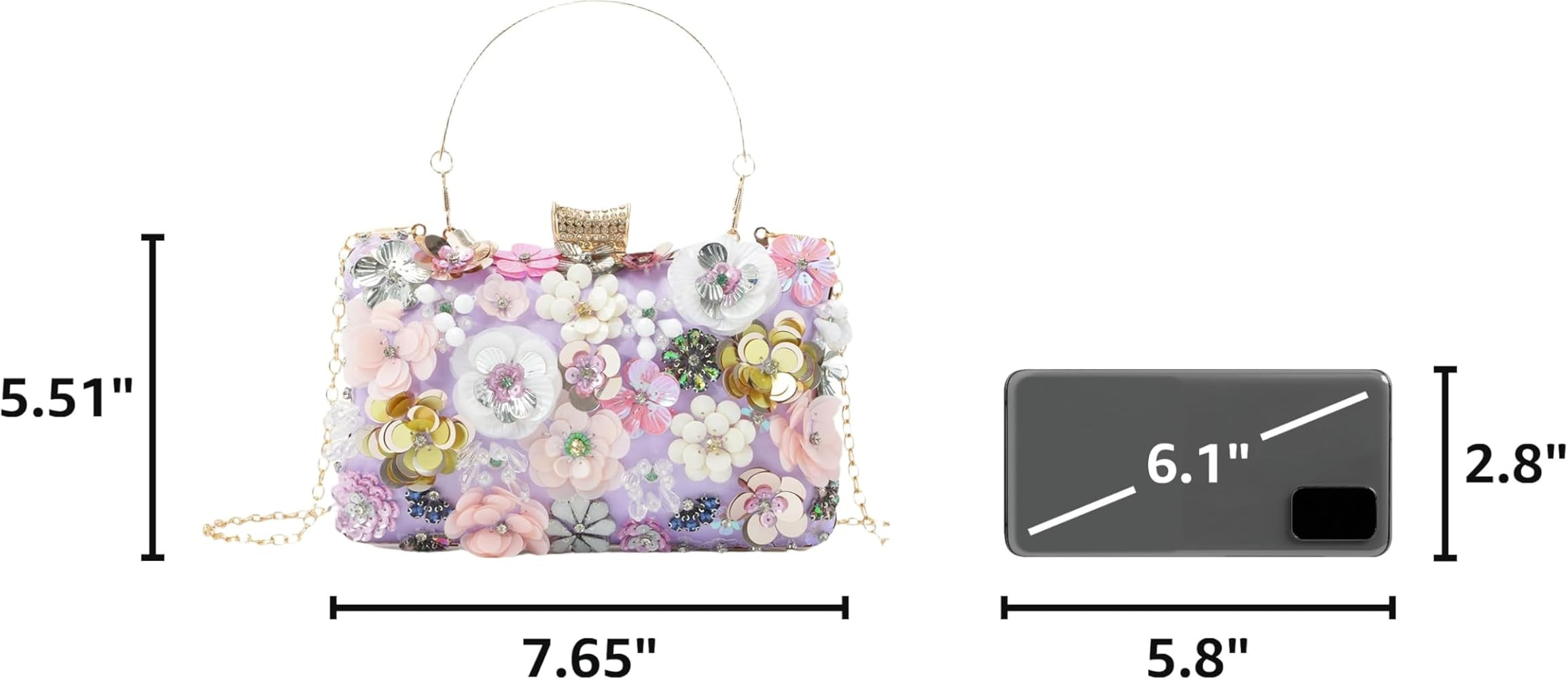 Fecialy Women's Floral Evening Handbags Colorful Rhinestone Clutch Purses Floral Bride Wedding Ha... | Amazon (US)