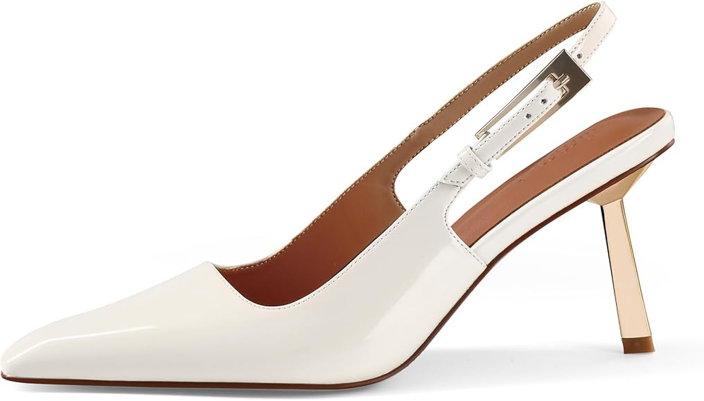 iiimmu Slingback Heels for Women Closed Toe 3.5IN / 4IN Kitten Heels Women Pumps Square Toe Heele... | Amazon (US)