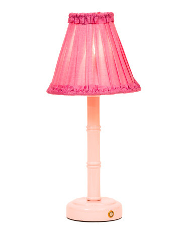 16in Leonora Lacquer Rechargeable Lamp With Ruffled Shade | TJ Maxx