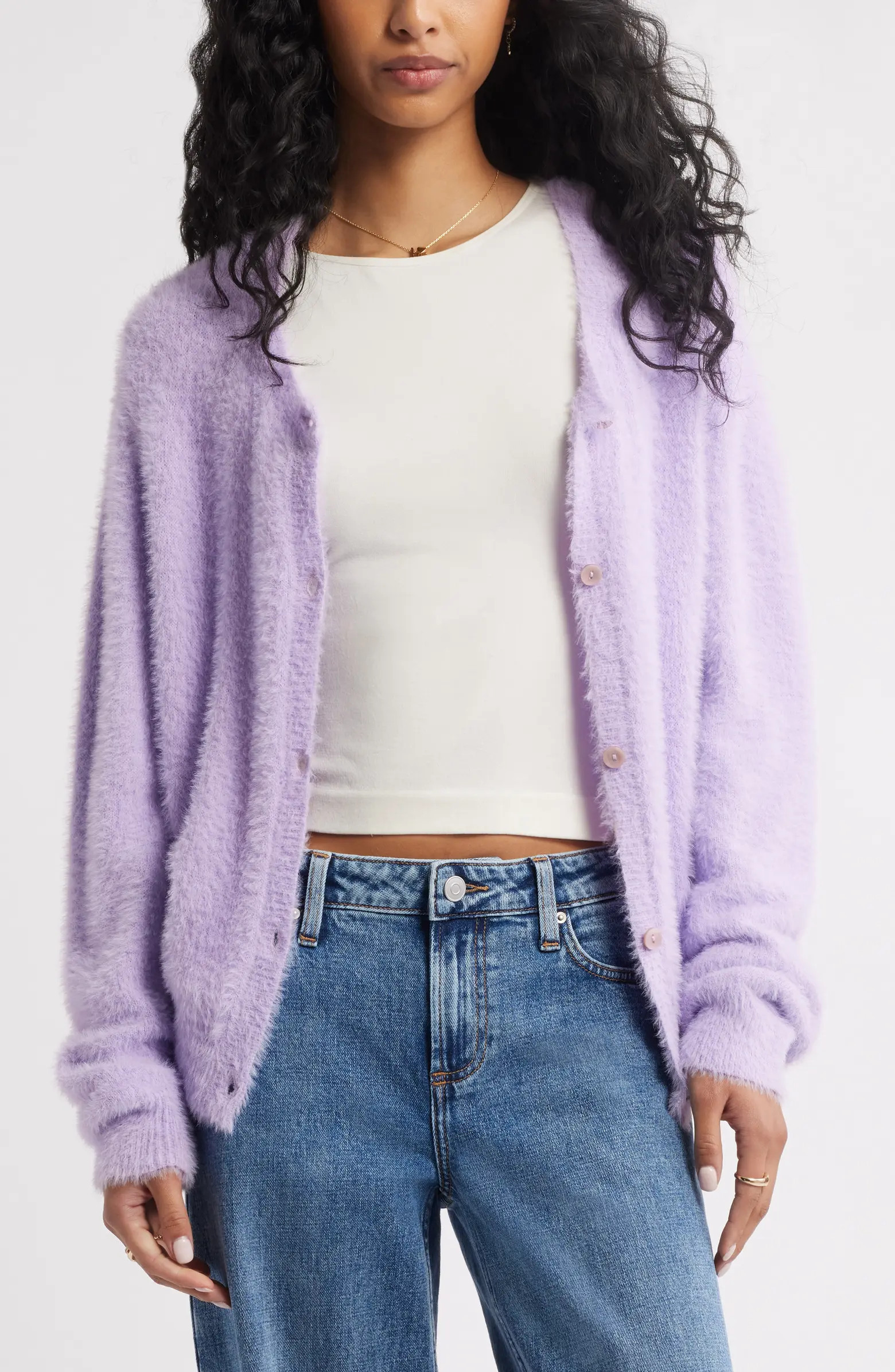 BP. Fuzzy Scoop Neck Cardigan | Nordstrom | Nordstrom