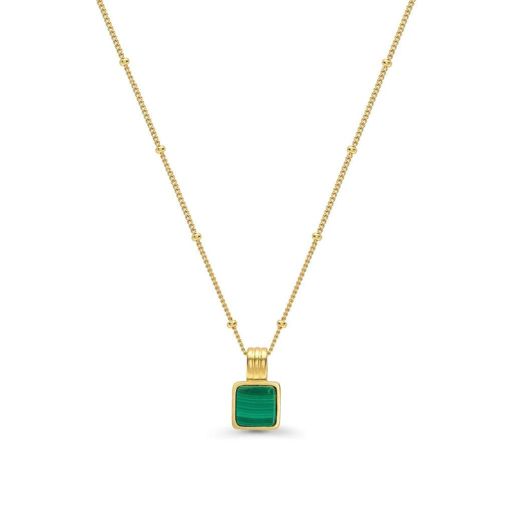 Lucy Williams Square Malachite Gold Necklace | Missoma