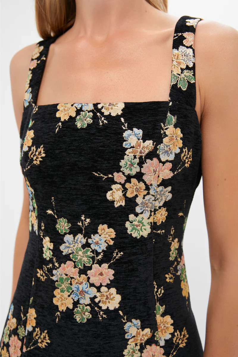 Black Floral Velvet Rhiannon Mini Dress | Tuckernuck (US)