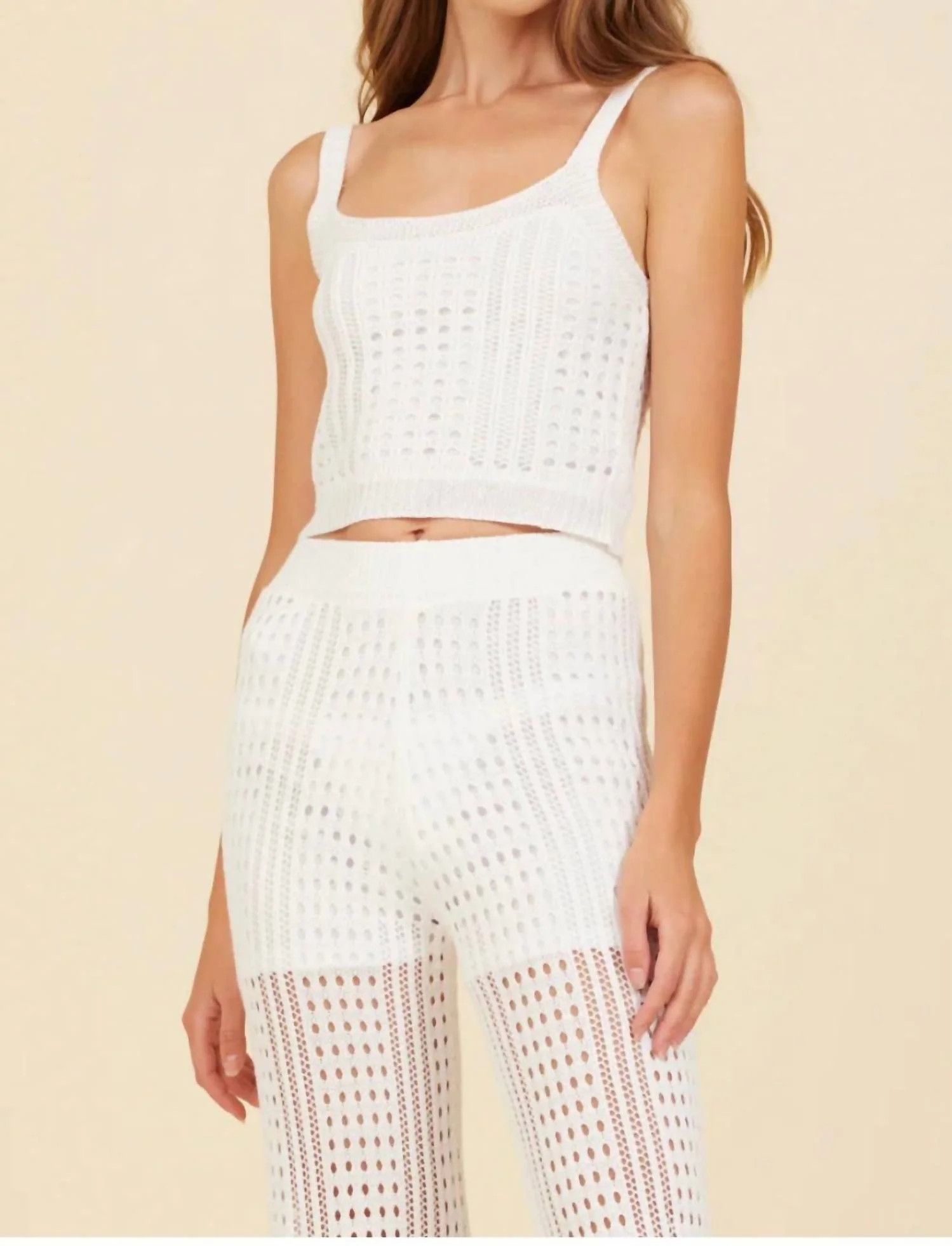 Knit Cropped Tank In White | Shop Simon