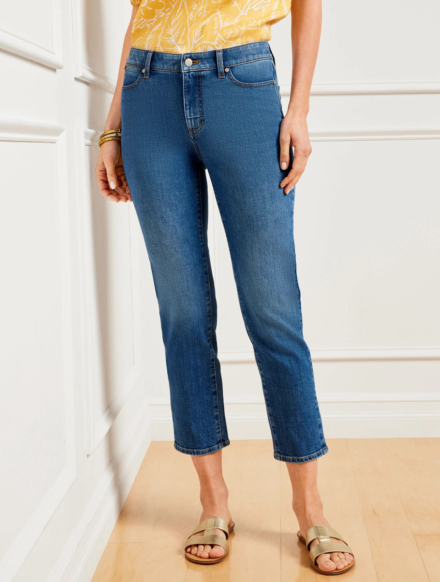 Straight Leg Crop Jeans - Mitilini Wash | Talbots