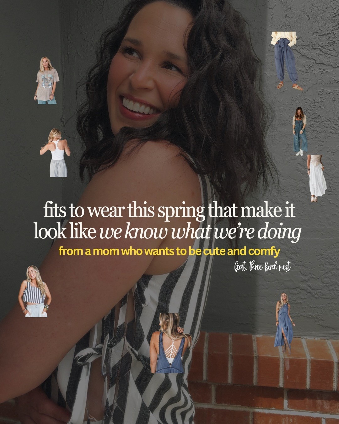 @threebirdnest spring looks I’m absolutely loving and how versatile they are (and did I mention COMFY) these are the go to fits when I want to look put together in five minutes or less and still look CUTE 🌼 

you can use my code: ONEMAMA20 to save on their site 3️⃣🐦🪺 

#threebirdnest #wear3bn boho style | OOTD | outfit inspo | romantic style | whimsical style | getting my pink back | outfit of the day | millennial fashion | postpartum fashion | finding your style as a mom | dopamine dressing | 