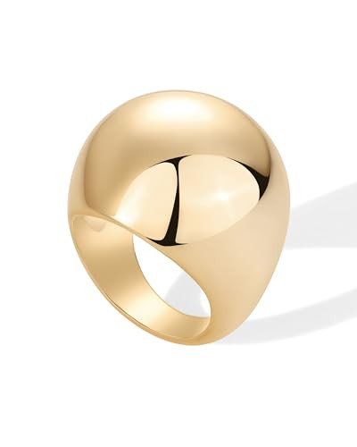 PAVOI 14K Yellow Gold Plated Chunky Domed Statement Ring for Women | Lightweight Trendy Sphere Rings | Statement Jewelry | Size 8 | Amazon (US)
