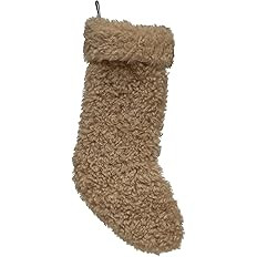 Creative Co-Op Sherpa Fabric Stocking, Tan | Amazon (US)