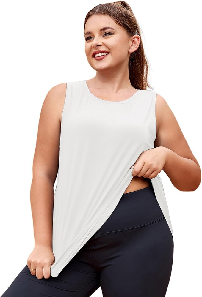 LALAGEN Plus Size Womens Workout Tank Tops Sleeveless Summer Loose Fit Flowy Yoga Athletic Runnin... | Amazon (US)