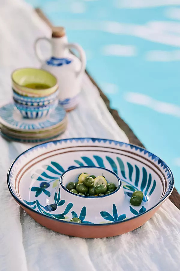 The Mediterranean Dish Glazed Terracotta Chip & Dip Serving Bowl | Anthropologie (US)