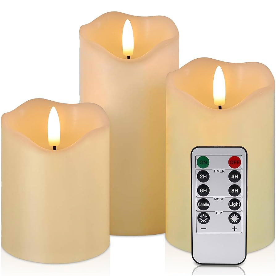 Flickering Flameless Candles with Remote and Timer, Realistic LED Candles, Battery Operated Candl... | Amazon (US)