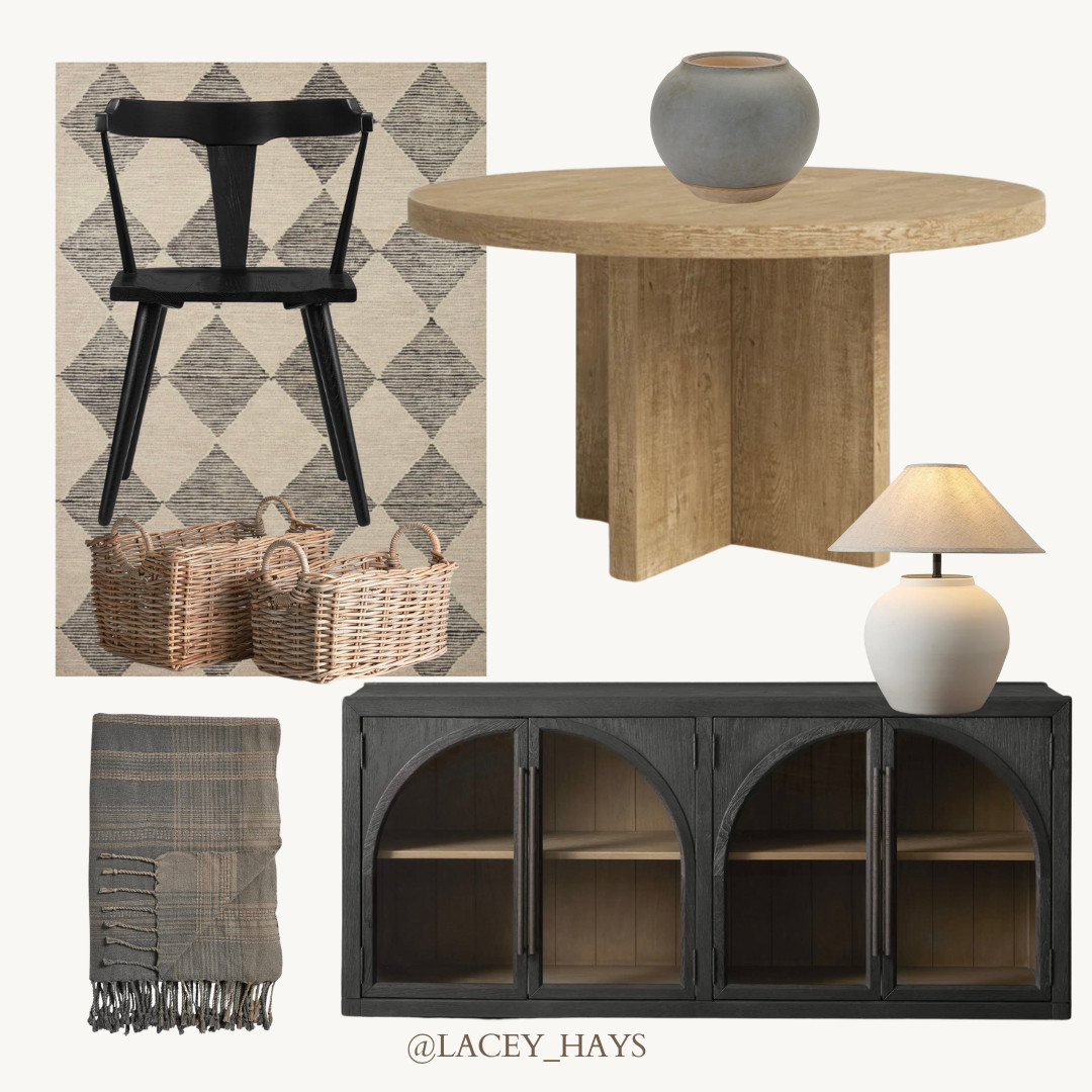 Kitchen decor, antique lamp, baskets. Round kitchen table and chairs to match. #kitchen #roundtable 

 #LTKHome #LTKStyleTip