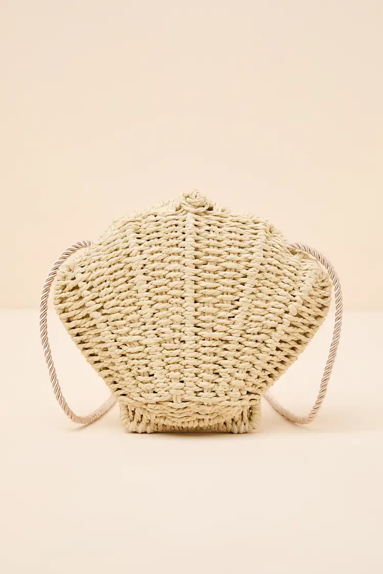 Andrina Beige Woven Straw Seashell Crossbody Bag | Lulus