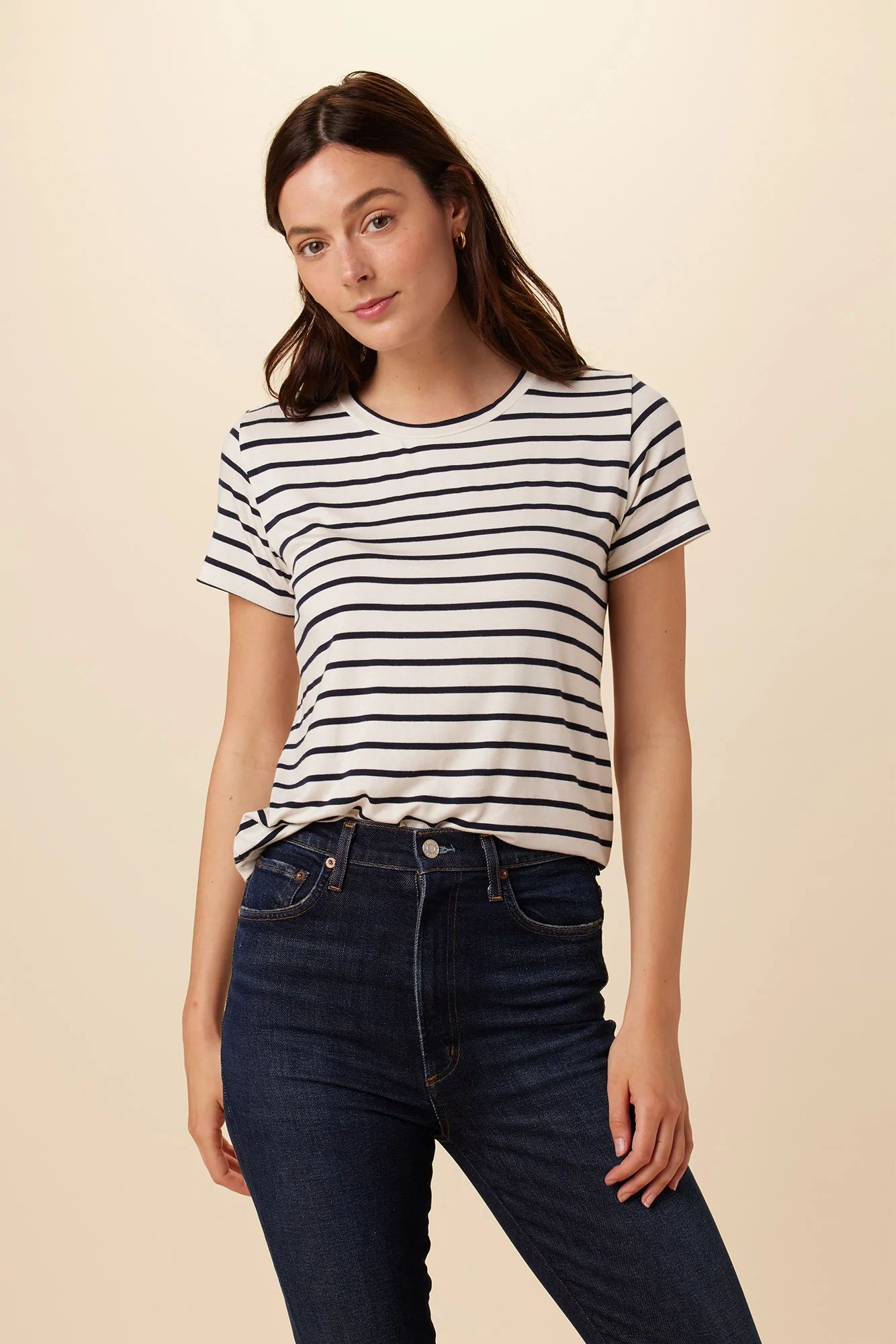 Berkeley Dream Knit Tee - Marine Stripe | Amour Vert