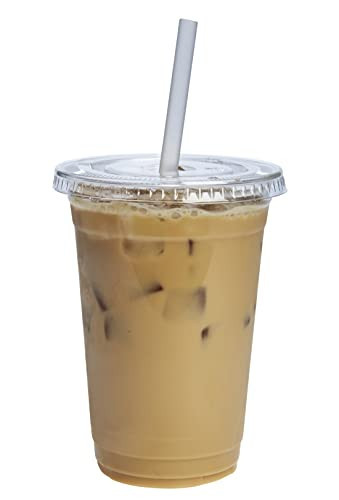 GUSTO Clear Plastic Cups with Flat Lids [20 oz - 50 Count] - Disposable Iced Coffee Cups with Lids - PET Plastic Cold Cups for Smoothies, Juices & To-Go Drinks - Formerly Comfy Package | Amazon (US)