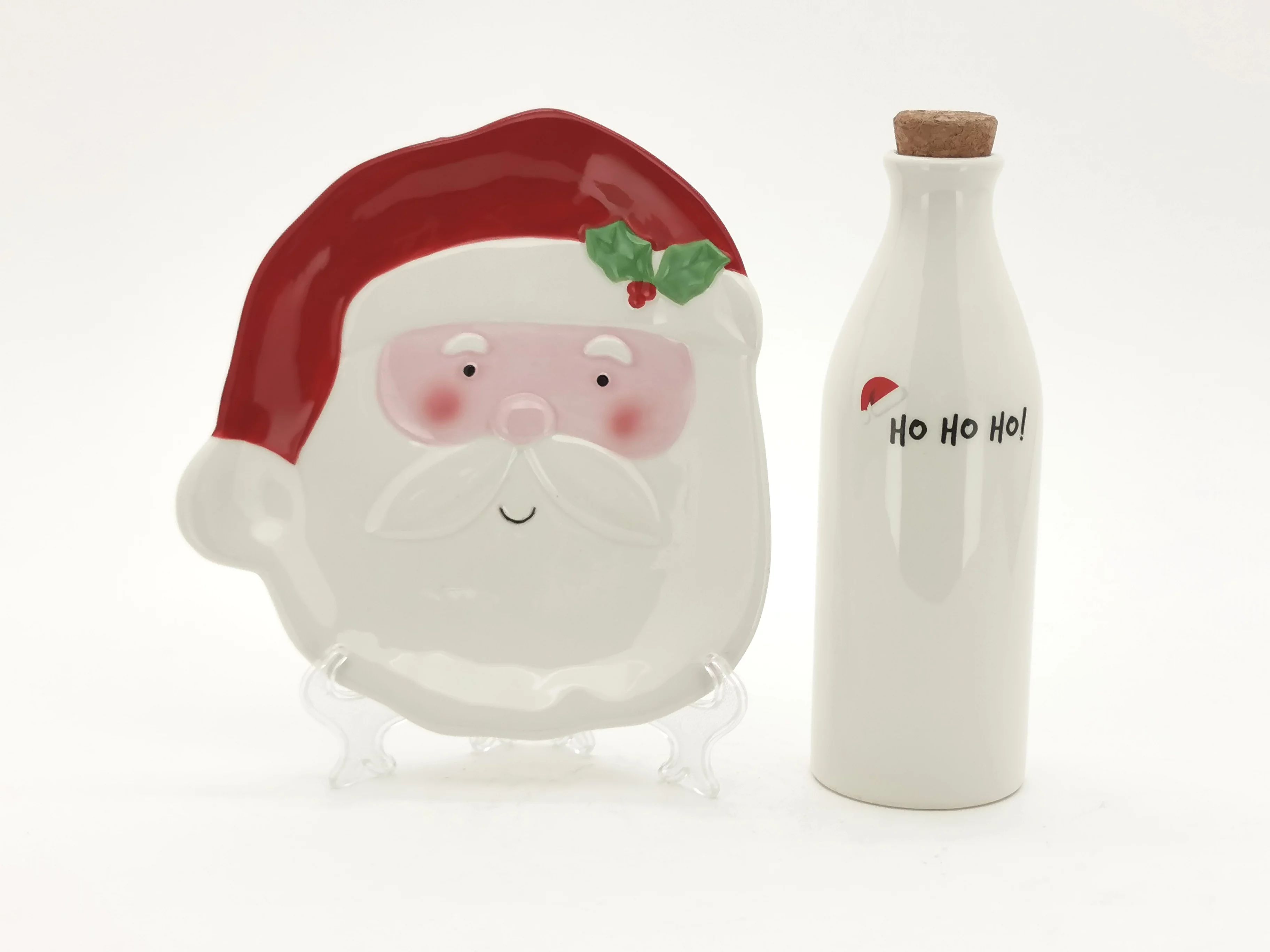 Holiday Time Santa Cookie Plate and Bottle, Earthenware Ceramic | Walmart (US)