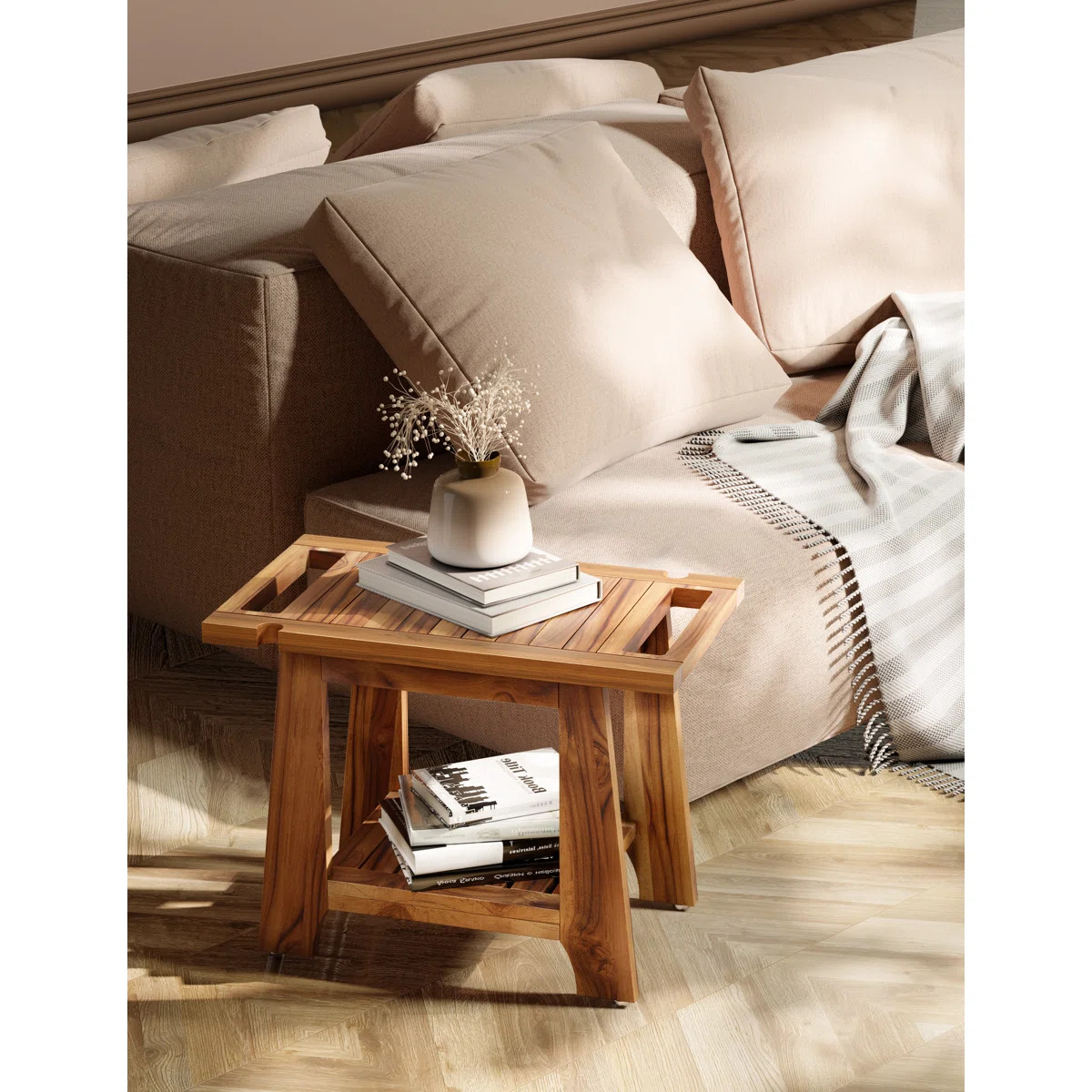 Teak Shower Benches for Inside Shower with Shelf for Bathroom and Spa | Wayfair North America
