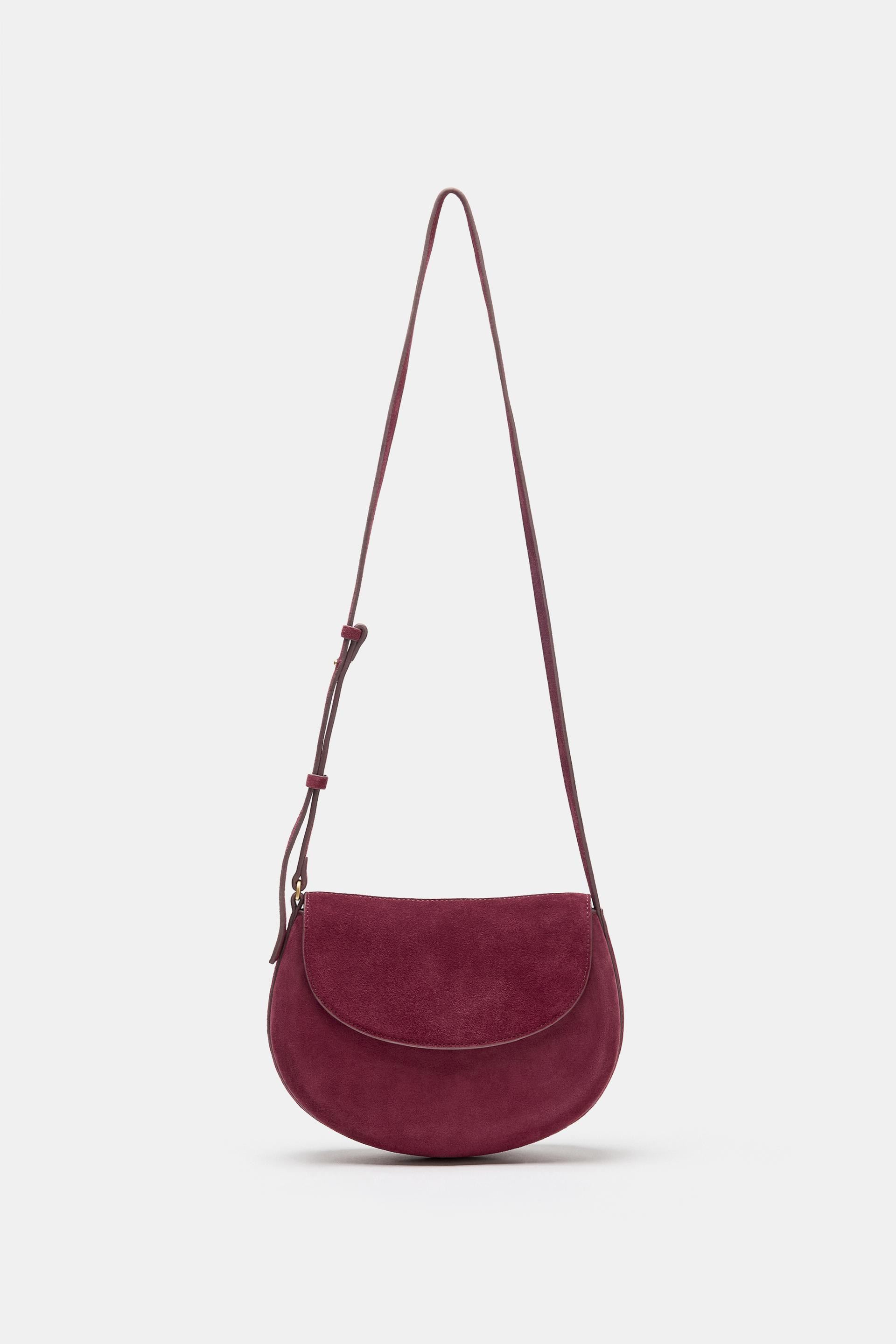 Zara - Leather Crossbody Bag - Burgundy Red - One Size Only - Woman | Zara US