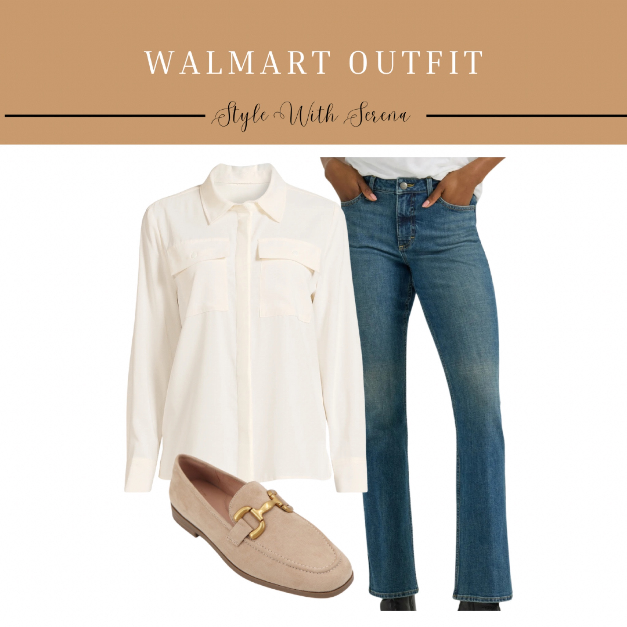 Walmart outfit, Walmart fashion, loafers, jeans, denim, blouse, button up blouse 

#LTKSeasonal #LTKStyleTip #LTKFindsUnder50