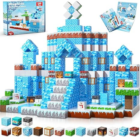 Magnetic Blocks - 100PCS Magnetic Blocks Build Ice Castle - Magnetics Toys for Montessori Toddler... | Amazon (US)
