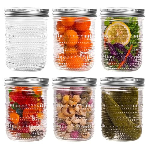 WACOI Mason Jars 16 Oz with Lids 6 Packs, Vintage Wide Mouth Glass Canning Jar for Pickling, Fermenting, Storing, Canning, Home Decor, Salad Jam and DIY Crafts | Amazon (US)