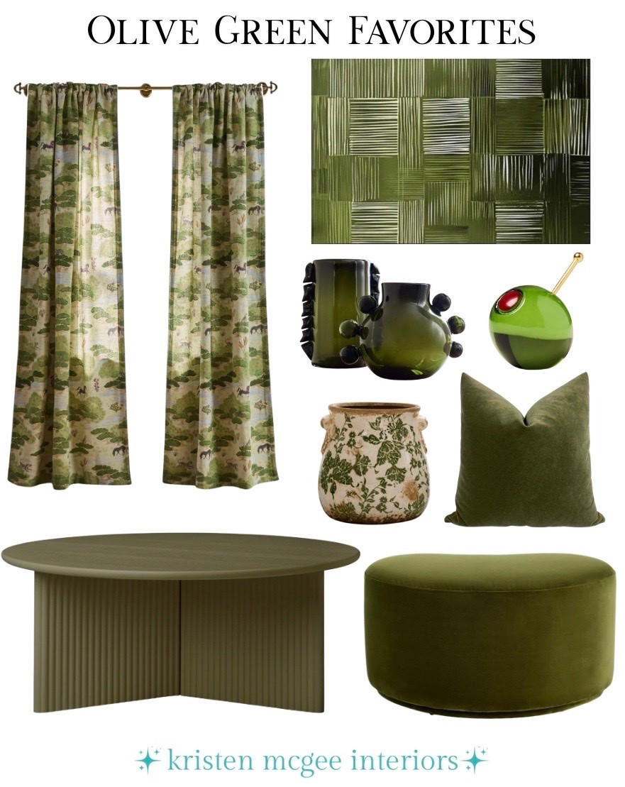 A good olive green moment in a home just feels right! It adds depth without being harsh and mixes so well with wood tones, brass, creams, and natural textures. These are some of my current favorites! 🫒✨🤍