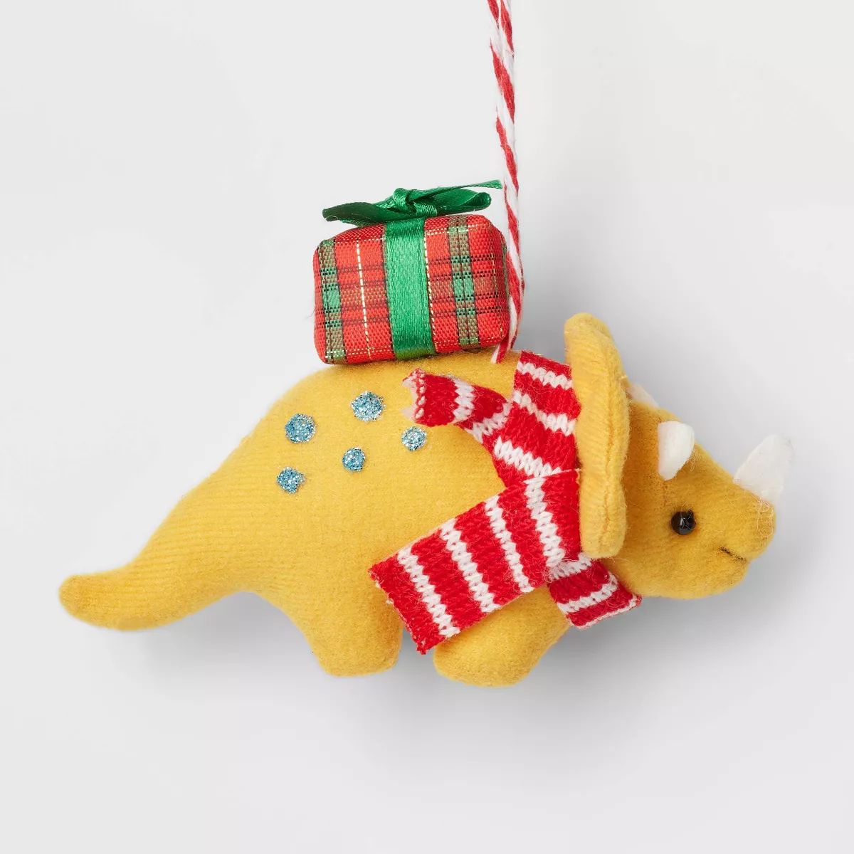 Fabric Triceratops with Gift Christmas Tree Ornament Yellow - Wondershop™ | Target