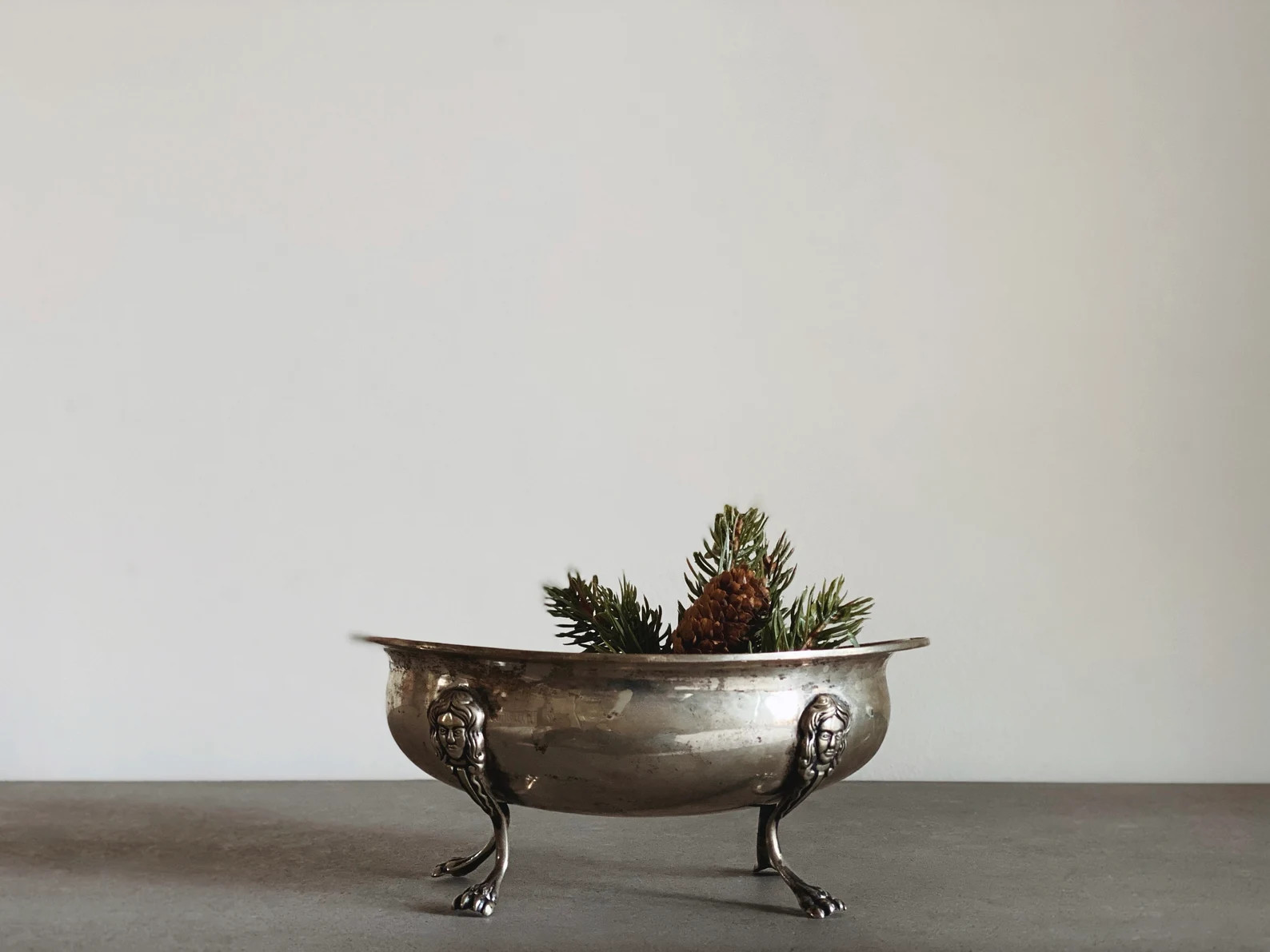 VINTAGE Elegant Italian Silver Footed Oval Dish Antique Silver Bowl European Cottage Traditional ... | Etsy (US)