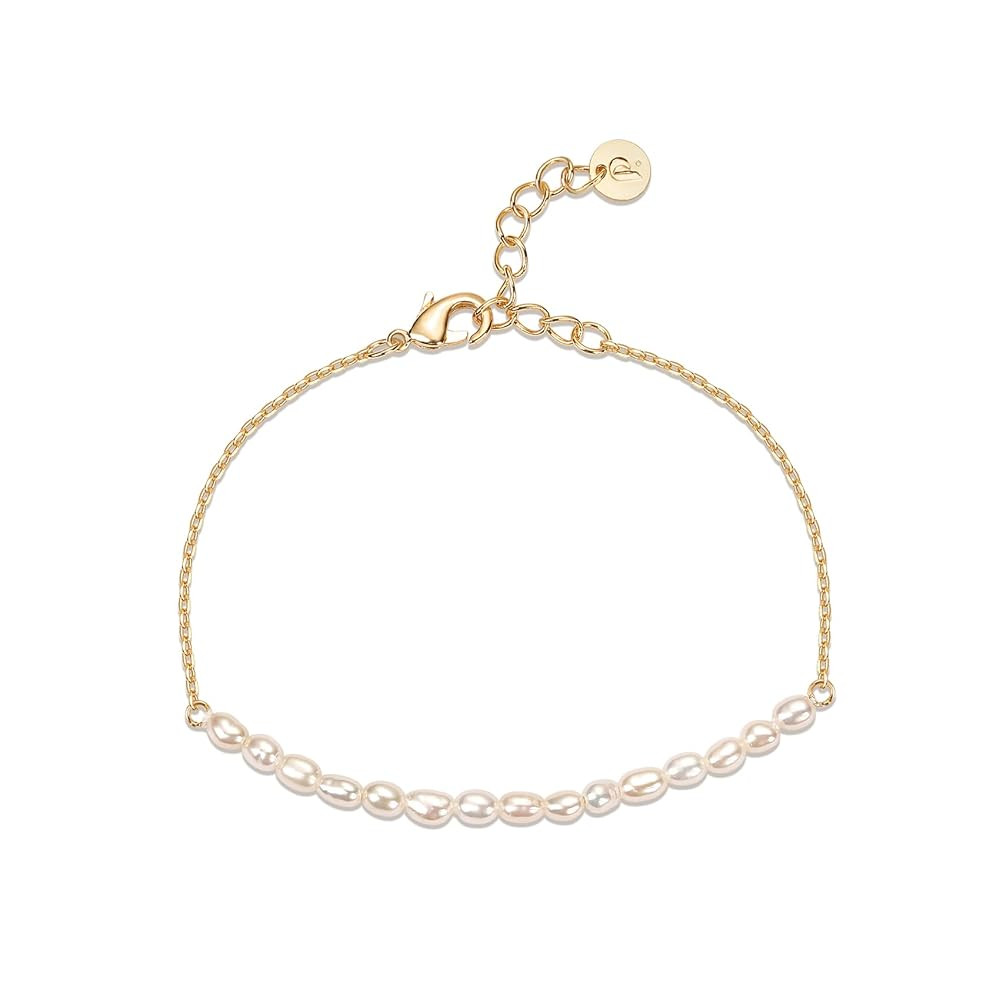 PAVOI 18K Gold Plated Beaded Freshwater Cultured Pearl Bracelet for Women | Dainty Bracelet with ... | Amazon (US)
