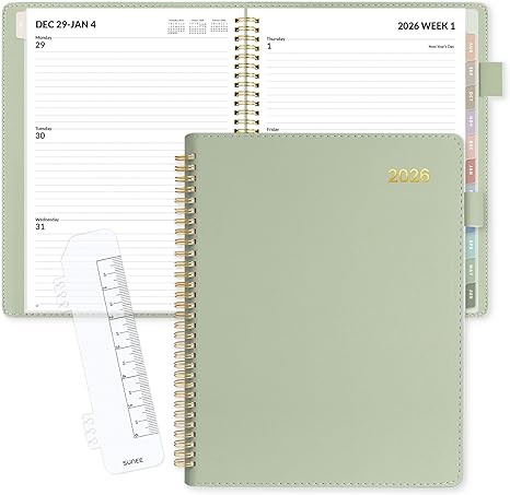 SUNEE 2026 Planner, Weekly and Monthly Calendar Planner 9"x11.2"- 12 Month (January 2026 - Decemb... | Amazon (US)