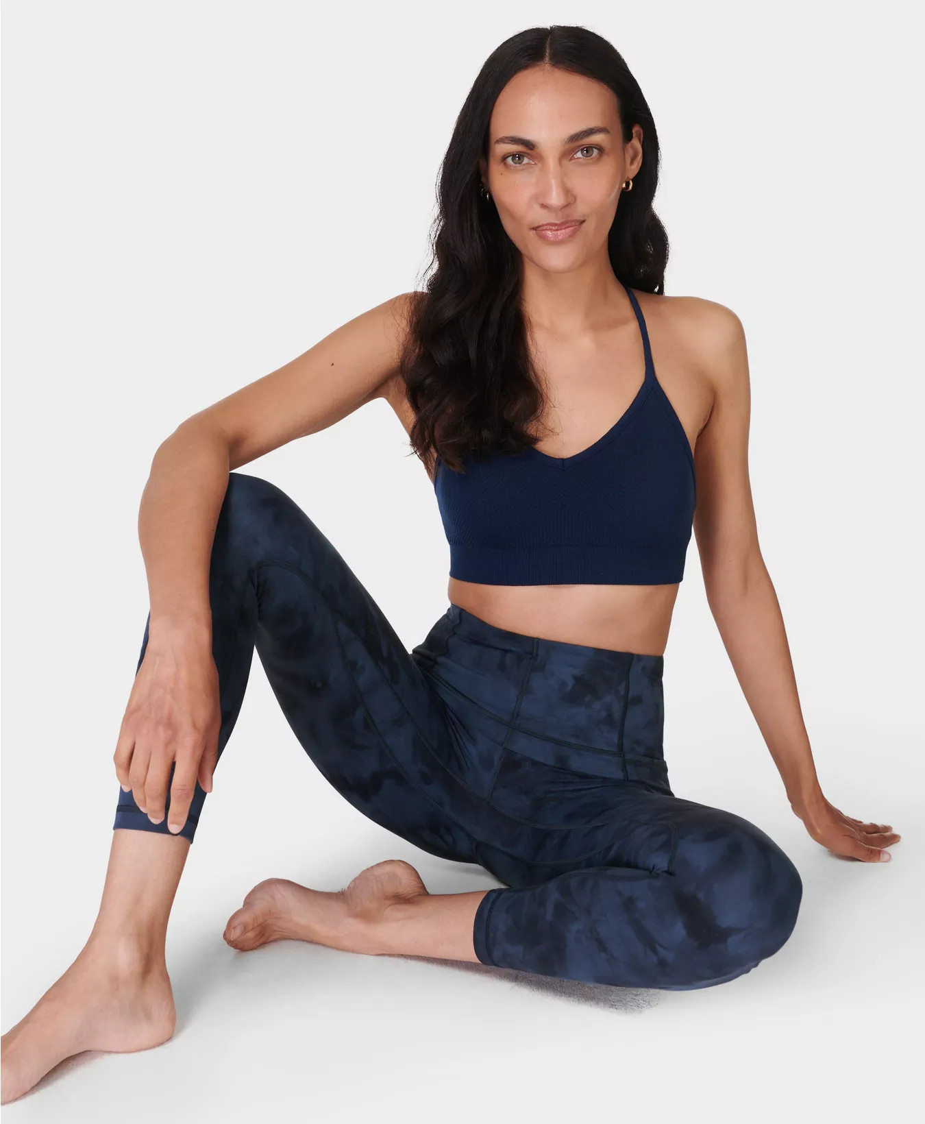 Super Soft 7/8 Yoga Leggings - Navy Blue Spray Dye | Women's Leggings | Sweaty Betty | Sweaty Betty UK
