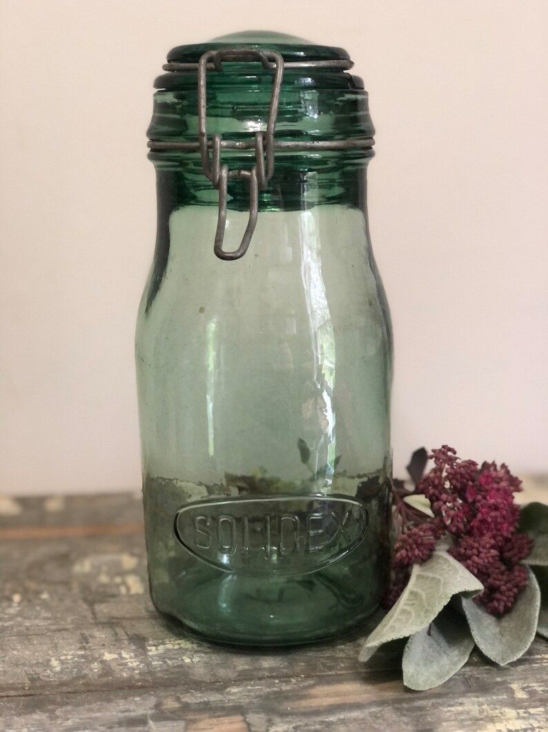 Antique Solidex French Canning Jar- Vintage Green Glass Solidex Canning Jar- 1 Liter French Canni... | Etsy (US)
