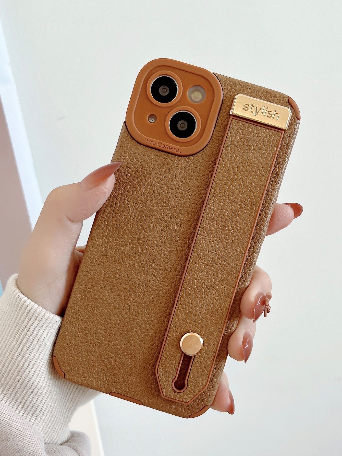Lychee Pattern Phone Case With Push Pull Phone Holder | SHEIN