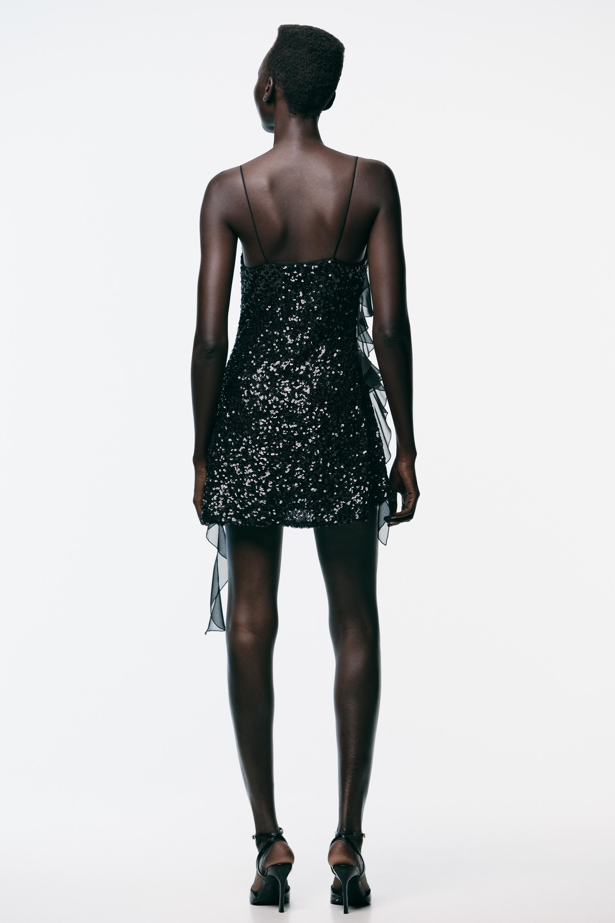 SEQUINNED RUFFLE MINI DRESS | Zara UK