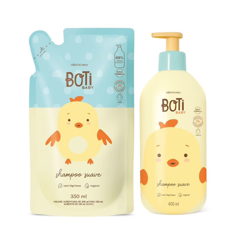 Combo Boti Baby: Shampoo Suave 400ml + Refil 350ml | oBoticario (BR)