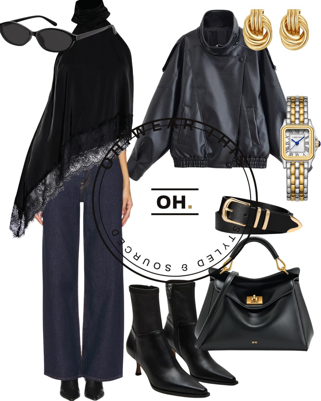 Black leather date night outfit 🖤✨
The ultimate all-black fall outfit—sleek, feminine, and a little edgy. A lace-trimmed black top layered with a leather jacket, dark denim, pointed ankle boots, a structured handbag, gold jewelry, and statement sunglasses.
Perfect for date night, dinner, cocktails, girls’ night out, or a night in the city.
SHOP THE LOOK → everything is linked 🤎 

 #LTKStyle #LTKFinds #LTKFashion #LTKOutfit #DateNightOutfit #DateNightStyle #FallOutfits #FallFashion #AllBlackOutfit #BlackOutfit #LeatherJacket #LeatherJacketOutfit #DarkDenim #AnkleBoots #BlackBoots #AffordableStyle #ElevatedStyle #ChicOutfits #ClassyOutfits #NightOutOutfit #WomenFashion #OutfitInspo #StyleInspo #CapsuleWardrobe #OhWearThis #LTKgrwm #LTKootd #LTKSaleAlert