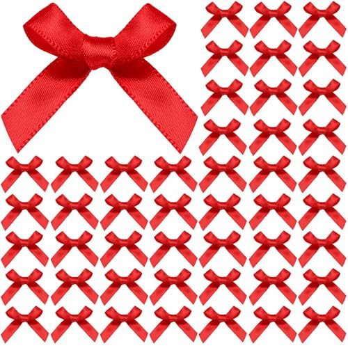 YGDZ 50 PCS Mini Red Bows, Red Satin Ribbon Bows, Small Bows for Crafts, Tiny Bow for Mother Day, Party Decorations, Balloon, Gift Box Packaging | Amazon (US)