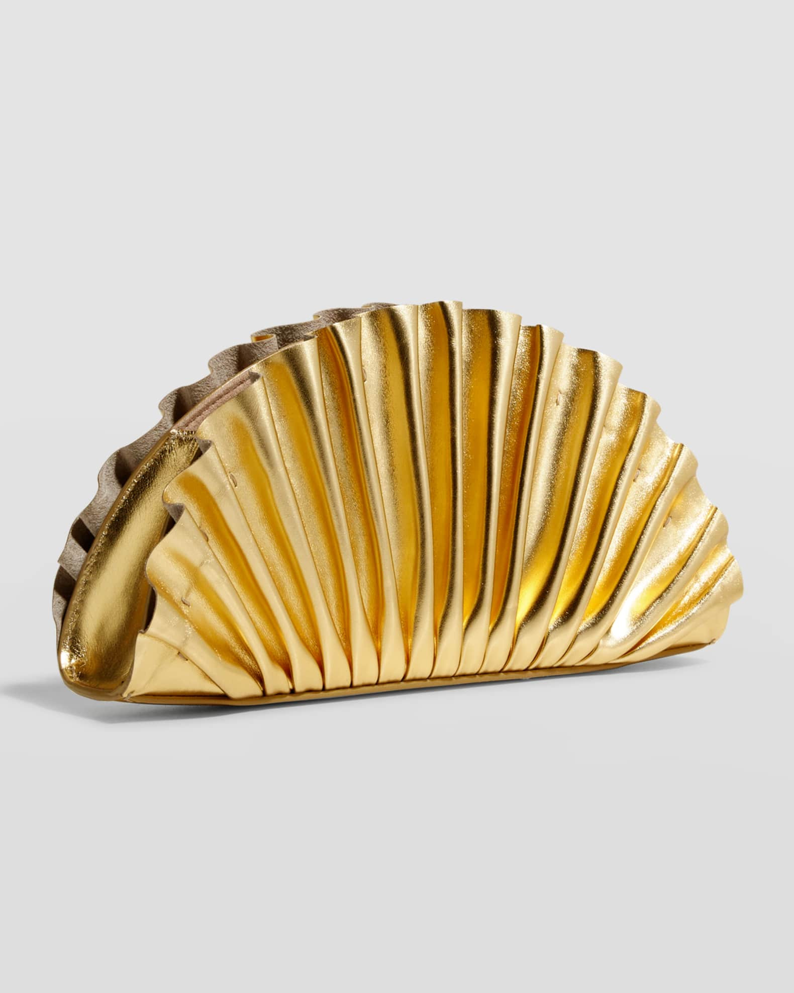 Cult Gaia Nala Mini Pleated Metallic Clutch Bag | Neiman Marcus