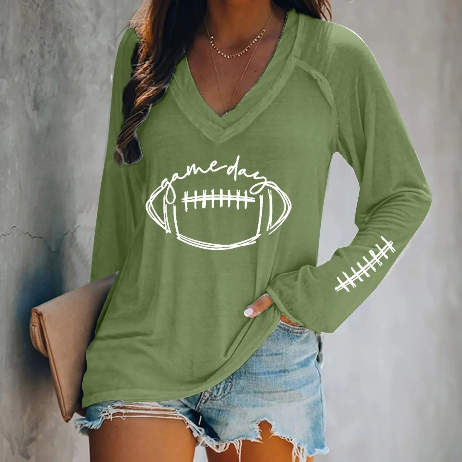 Enhedi Womens T Shirts for Women V Neck T Shirts for Women Women's Football Lover Casual V Neck L... | Walmart (US)