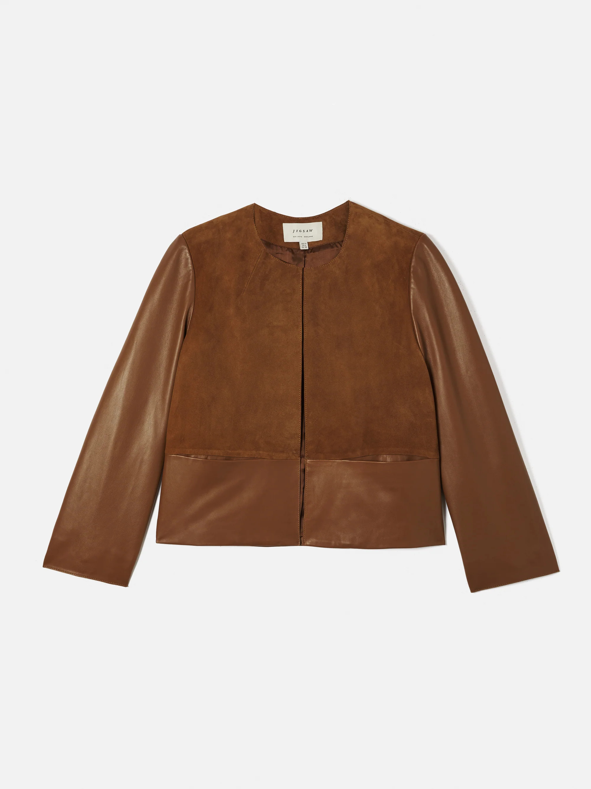 Nakoa Leather Mix Jacket | Tan | Jigsaw (UK)